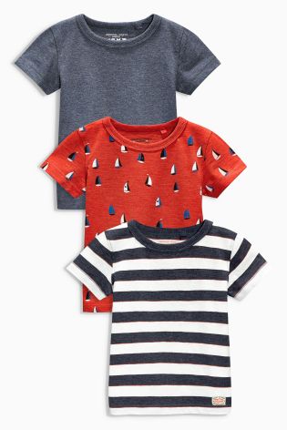 Red All Over Boat Print T-Shirts Three Pack (3mths-6yrs)